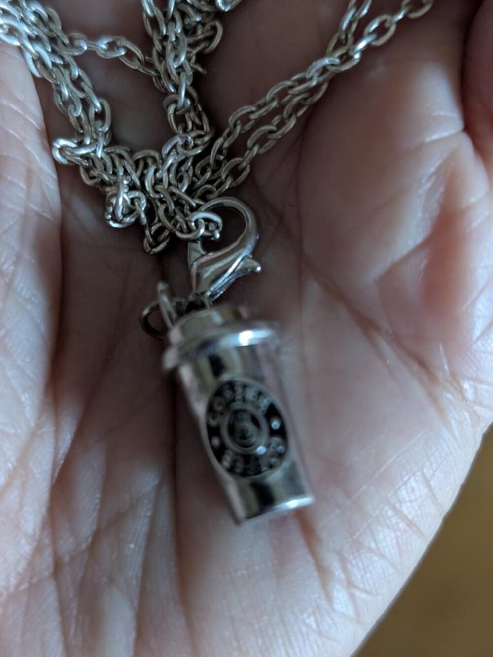 Cute Silver Toned Coffee Removable Cup Pendant/Charm Necklace